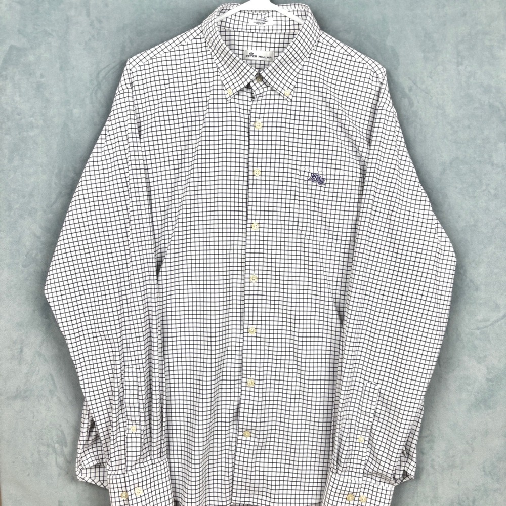 Peter Millar HPU High Point Uni Tattersall Shirt XL Purple White Performance